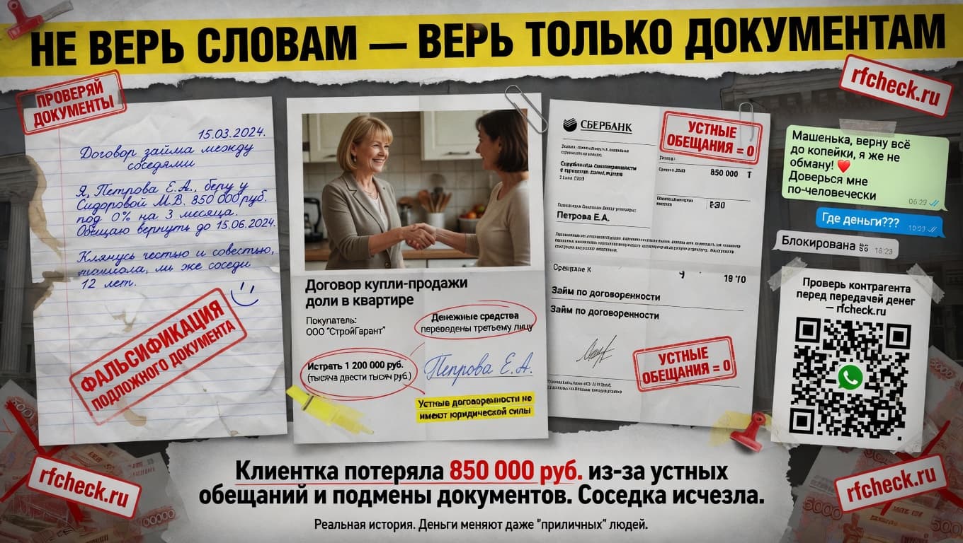 НЕ ВЕРЬ словам, ВЕРЬ только документам: реальная история, как клиентка потеряла деньги из-за доверчивости